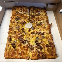 I recently got the breakfast pizza for the guys at work. We loved it! Delicious! I recently got the breakfast pizza for the guys at work. We loved it! Delicious!