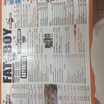 Fat Boy - a menu for a fast food restaurant - Burgers Near Me - Las Vegas, Nevada