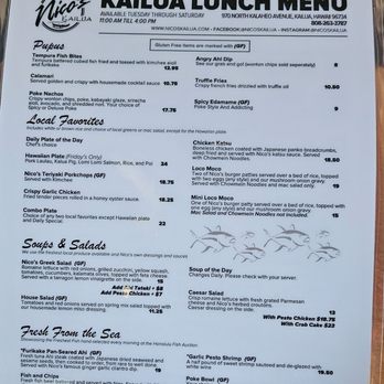 Nico's Kailua - Lunch menu - Seafood Near Me - Kailua, Hawaii Nico's Kailua - Lunch menu - Seafood Near Me - Kailua, Hawaii
