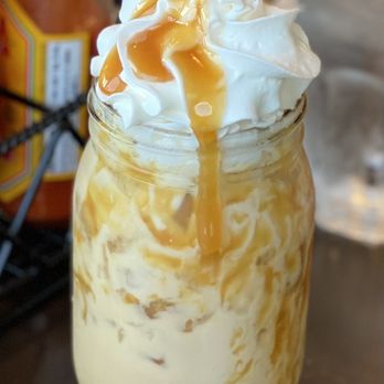 Broken Yolk Cafe - Iced Messy Caramel Latte - Breakfast & Brunch Near Me - Fullerton, California