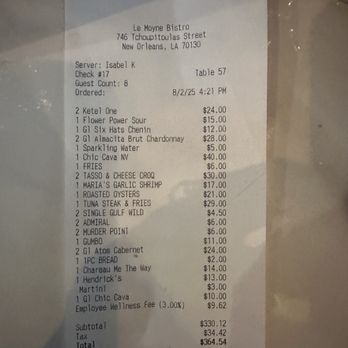 Maria's Oyster Bar - Why am I being charged for your employees' wellness? - Seafood Near Me - New Orleans, Louisiana