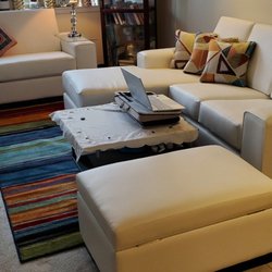 Rob's Furniture - custom-made sofa, ottoman, and chair and half faux leather