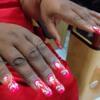 Season Nails - Wow, lady next to me got fancy with these designs! - Nail Salons Near Me - Alexandria, Virginia Season Nails - Wow, lady next to me got fancy with these designs! - Nail Salons Near Me - Alexandria, Virginia