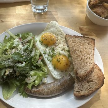 Juneberry Table - Juneberry breakfast with turkey sausage. Choice sides in life salad, fruit or potatoes if I remember correctly. - Breakfast & Brunch Near Me - Cleveland, Ohio