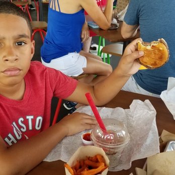 Hat Creek - The Tiny Hat burger gets no smile! - Burgers Near Me - Katy, Texas