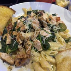 Chicken, salmon Alfredo