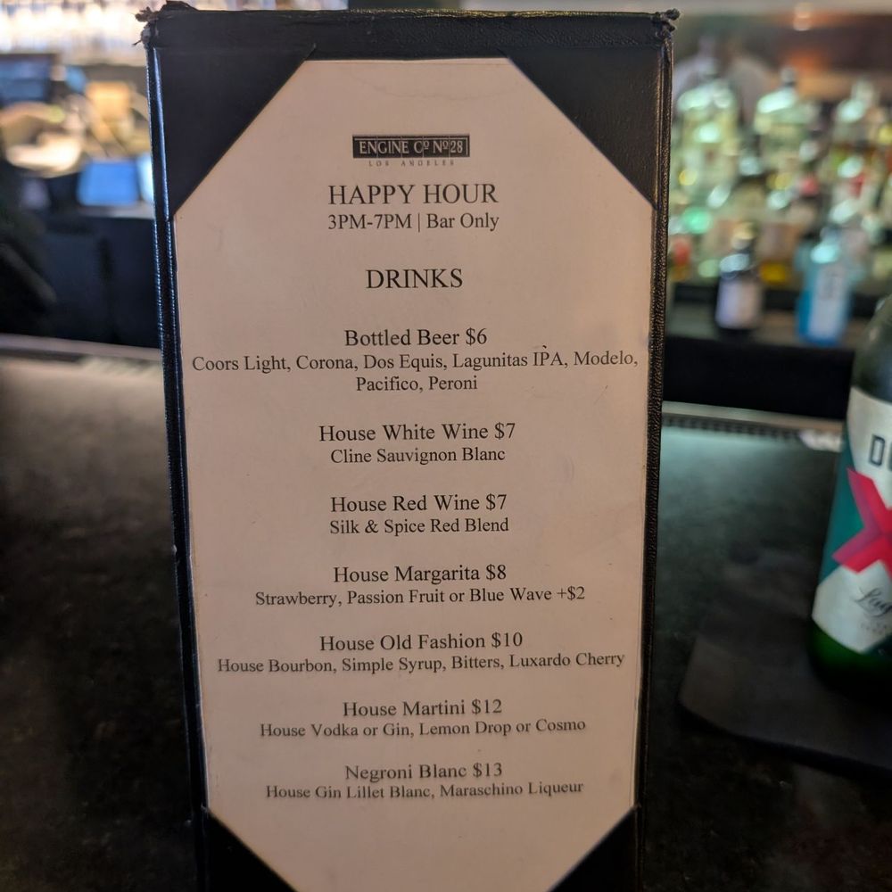 Engine Co No 28 - Happy hour menu - American Near Me - Los Angeles, California Engine Co No 28 - Happy hour menu - American Near Me - Los Angeles, California