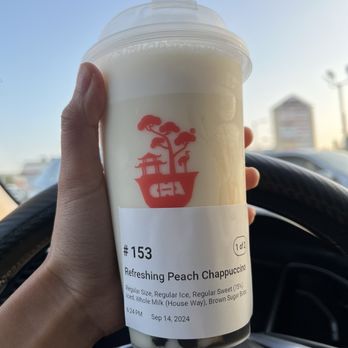 Cha Redefine - Iced Refreshing Peach Chappuccino with Boba 5/5 Nice balance of oolong and peach milk tea - Tea Rooms Near Me - Rowland Heights , California Cha Redefine - Iced Refreshing Peach Chappuccino with Boba 5/5 Nice balance of oolong and peach milk tea - Tea Rooms Near Me - Rowland Heights , California