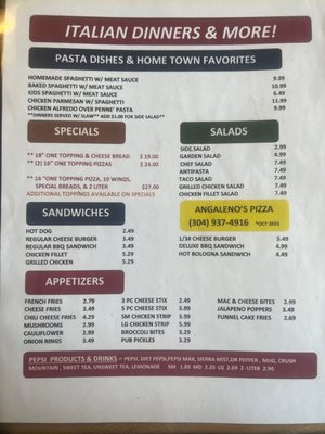 Menu photo 4 Angaleno's Pizza Buffalo, WV