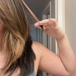 Nurtur Aveda Institute - The shortest of the layers. She initially held up 2 in max the layers would be cut