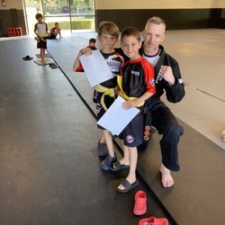 Warrior Martial Arts - Jasper and Julien with their favorite coach, Adam.