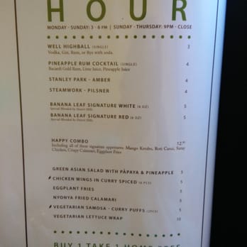 Banana Leaf - Happy Hour Menu - Malaysian Near Me - Vancouver, British Columbia