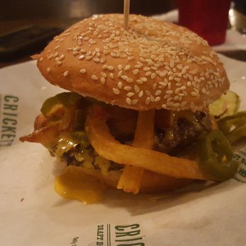 Cricket's Grill & Draft House - Kitchen Sink Burger. I added the jalapeños. It was awesome! - American Near Me - Waco, Texas
