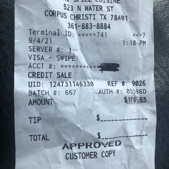 Thai Spice - Total bill at Thai Spice - Thai Near Me - Corpus Christi, Texas