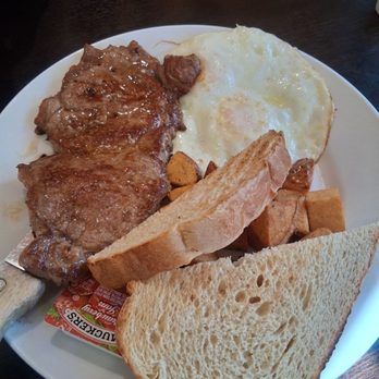 The Corner Cafe - Steak n eggs home fries and toast. Steak is good - New American Near Me - Victorville, California The Corner Cafe - Steak n eggs home fries and toast. Steak is good - New American Near Me - Victorville, California