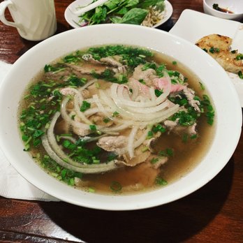 Saigon Cafe - Pho with rare eye round steak and well done flank. - Vietnamese Near Me - Austin, Texas