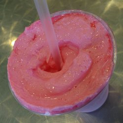 Dairy Queen Ltd Brazier - DQ freeze - Cherry Arctic Rush (slushy) blended with ice cream (not on the menu). A delicious kiddie indulgence.