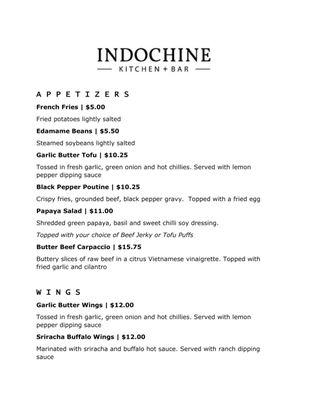 Menu photo 7 Indochine Kitchen Vancouver, BC