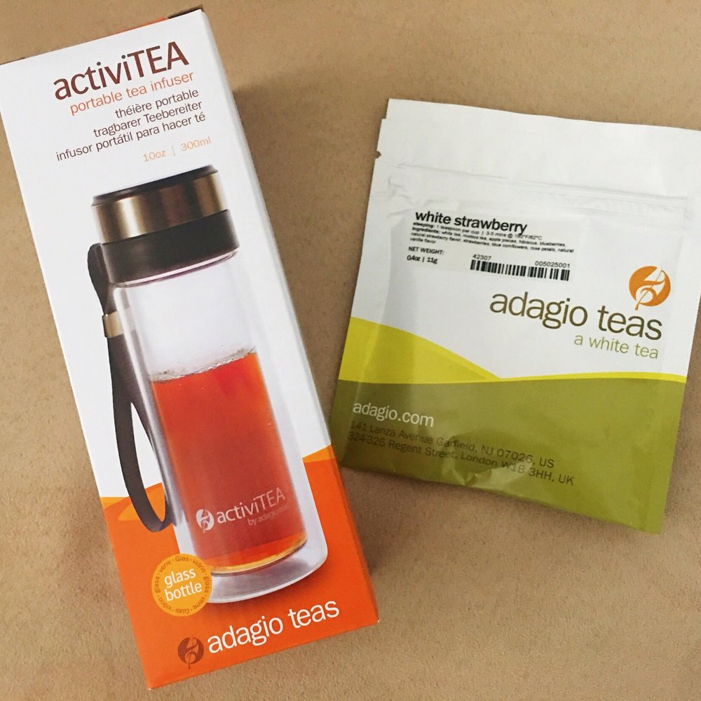 Adagio Teas - My activiTea infuser and free sample of White strawberry tea. - Coffee & Tea Near Me - Skokie, Illinois Adagio Teas - My activiTea infuser and free sample of White strawberry tea. - Coffee & Tea Near Me - Skokie, Illinois