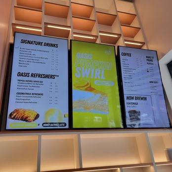 Oasis Cafe - menus and prices on the wall - Coffee Roasteries Near Me - Queens, New York