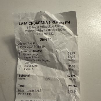 La Michoacana Premium - why do they charge an extra $.50? we we didnt order anything extra! please check your receipts!!! they are robbing the customers. - Ice Cream & Frozen Yogurt Near Me - Prospect Heights, Illinois La Michoacana Premium - why do they charge an extra $.50? we we didnt order anything extra! please check your receipts!!! they are robbing the customers. - Ice Cream & Frozen Yogurt Near Me - Prospect Heights, Illinois