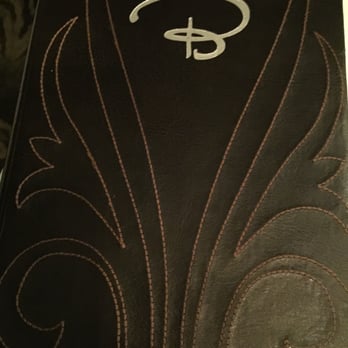 Belvedere Room - Cool stitched leather menus. - New American Near Me - Bakersfield, California