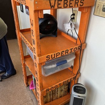 Weber's Superior Root Beer - a shelf with a cooler - Burgers Near Me - Tulsa, Oklahoma
