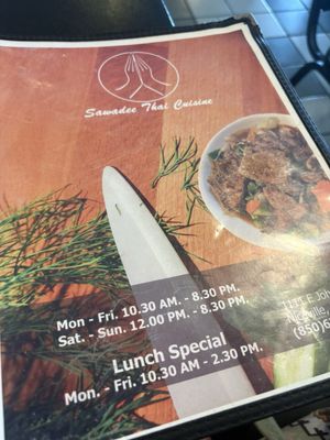 Menu photo 1 Sawadee Thai Cuisine Niceville, FL Menu photo 1 Sawadee Thai Cuisine Niceville, FL