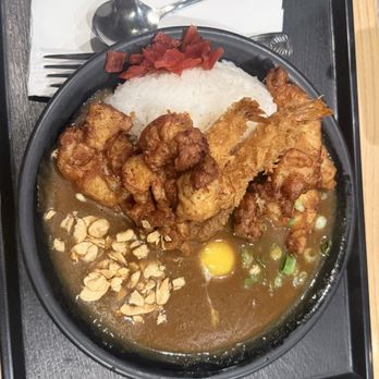 Abiko Curry - Basic Curry Rice with Raw egg, Shrimp and Fried Chicken - Japanese Curry Near Me - New York, New York