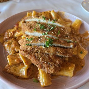 Casa di Salvatore - Rigatoni with a la vodka sauce and Chicken cutlets. - Italian Near Me - Patterson, California Casa di Salvatore - Rigatoni with a la vodka sauce and Chicken cutlets. - Italian Near Me - Patterson, California