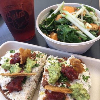 Burnt Crumbs - Chicken club toast, kale salad. - New American Near Me - Irvine, California Burnt Crumbs - Chicken club toast, kale salad. - New American Near Me - Irvine, California