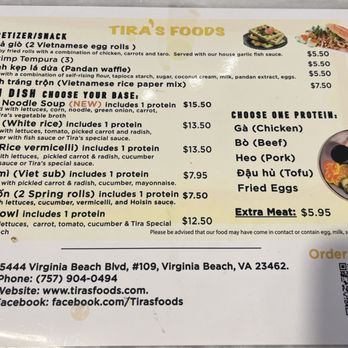 Tira's Foods - Menu - Vietnamese Near Me - Virginia Beach, Virginia