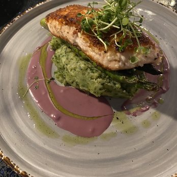 Uncorked On State - Salmon over basil potatoes with an amazing wine sauce - Wine Bars Near Me - Redlands, California Uncorked On State - Salmon over basil potatoes with an amazing wine sauce - Wine Bars Near Me - Redlands, California