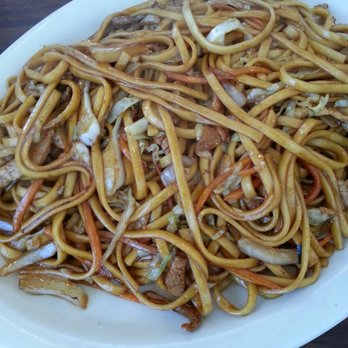 N.E. Chinese Restaurant - 東北肉絲炒面 Stir-fried Noodles w/ Pork - wheat noodles stir-fried with sliced pork, carrots, & cabbage. - Chinese Near Me - Columbus, Ohio