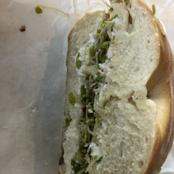 Bagel Bakery - Plain bagel with cream cheese and sprouts - Bakeries Near Me - Salinas, California