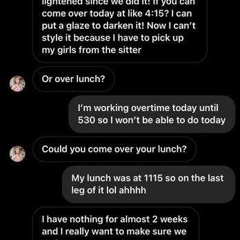 Fringe Salon and Beauty Lounge - And she was going to wait two weeks to fix it. This was sent the day after my appointment - Hair Salons Near Me - Bloomington, Illinois