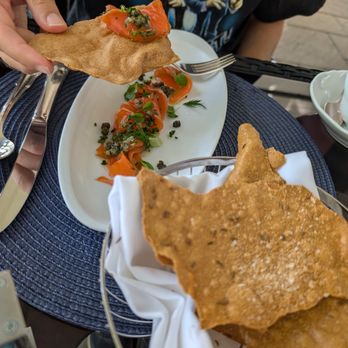 The Restaurant at the Bruce - Smoked trout with tasty salty bread with maybe fennel? - Canadian (New) Near Me - Stratford, Ontario The Restaurant at the Bruce - Smoked trout with tasty salty bread with maybe fennel? - Canadian (New) Near Me - Stratford, Ontario