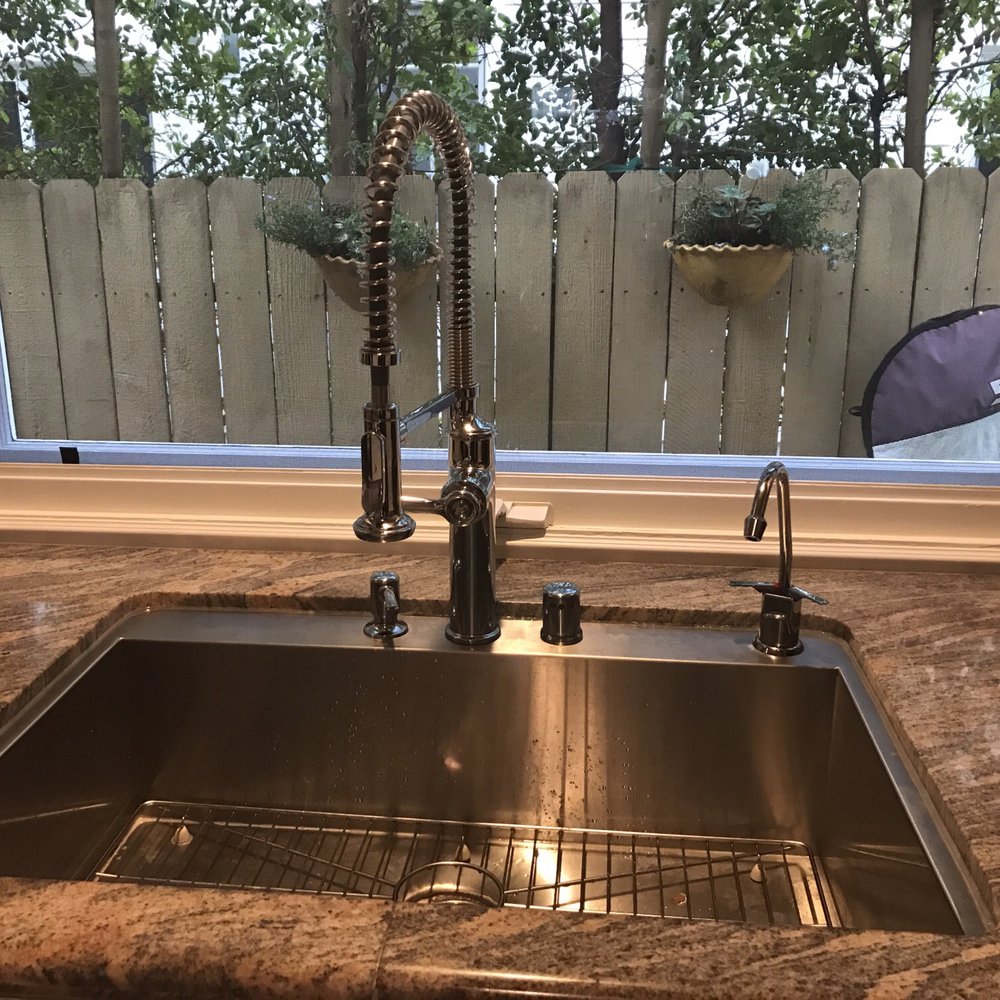 Cabinet Refresh - New Kohler single basin-stainless steel sink and industrial style faucet - Cabinetry Near Me - Los Angeles, California Cabinet Refresh - New Kohler single basin-stainless steel sink and industrial style faucet - Cabinetry Near Me - Los Angeles, California