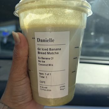 Starbucks - Iced Banana Bread Matcha with coconut milk, extra banana, and froth - Coffee & Tea Near Me - Sacramento, California Starbucks - Iced Banana Bread Matcha with coconut milk, extra banana, and froth - Coffee & Tea Near Me - Sacramento, California