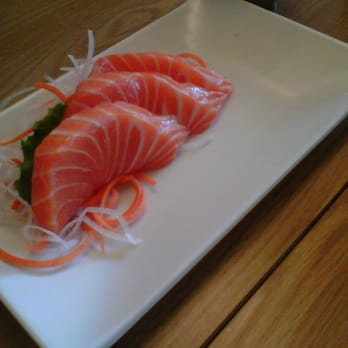 Ogenki Sushi - Salmon Sashimi (I ate one, originally had 4) - Japanese Near Me - Vancouver, British Columbia Ogenki Sushi - Salmon Sashimi (I ate one, originally had 4) - Japanese Near Me - Vancouver, British Columbia