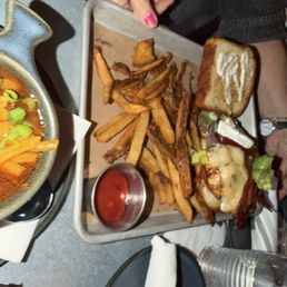 Chicken, fries, chili