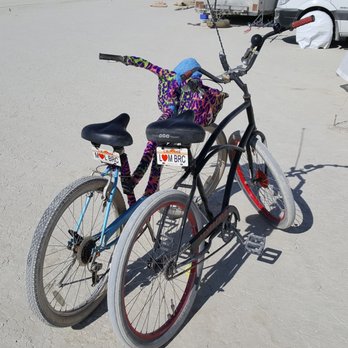 Burning Man - The most important tool on playa, the barcycle  (note the matching license plates) - Festivals Near Me