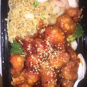 Asia 1 - Sesame chicken + shrimp rice - Chinese Near Me - Hollywood, Florida