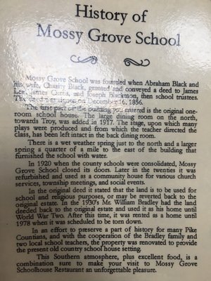Menu photo 1 Mossy Grove School House Restaurant Troy, AL Menu photo 1 Mossy Grove School House Restaurant Troy, AL
