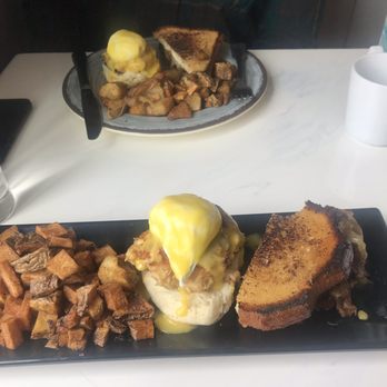 AJ’s on Hanover - Half Crab Cake Benny + Half Short Rib Grilled Cheese - New American Near Me - Baltimore, Maryland AJ’s on Hanover - Half Crab Cake Benny + Half Short Rib Grilled Cheese - New American Near Me - Baltimore, Maryland