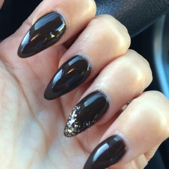 Couture Nails and Spa - Nails by Hien. Dark brown Gelish Polish with gold glitter at tips (also Gelish) - Nail Salons Near Me - Seattle, Washington Couture Nails and Spa - Nails by Hien. Dark brown Gelish Polish with gold glitter at tips (also Gelish) - Nail Salons Near Me - Seattle, Washington