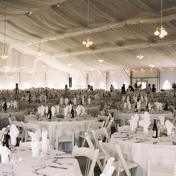 Key Event Services - One of our large structures with tables, chairs, linens and service ware provided by us!