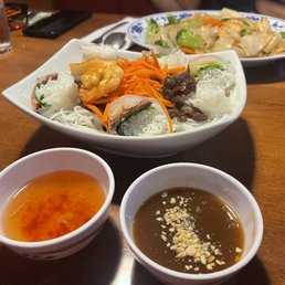 6/2/23 Combo Vermicelli bowl and Seafood Flat Noodles in the back.