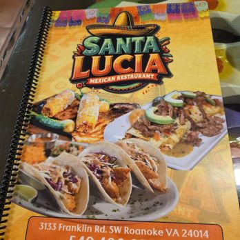Santa Lucia - The cover of the menu. - Mexican Near Me - Roanoke, Virginia Santa Lucia - The cover of the menu. - Mexican Near Me - Roanoke, Virginia