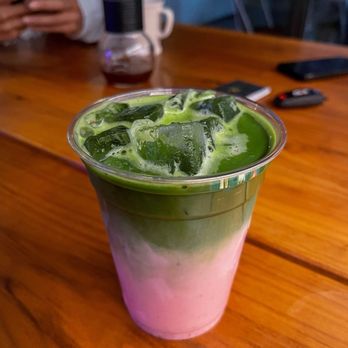 The Pershing Cafe - Strawberry Fields matcha (16 oz.) - Coffee & Tea Near Me - Austin, Texas